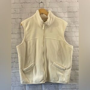 Coldwater Creek Womens Plus Size 2X Ivory Fleece Sherpa Lined Full Zip Up Vest